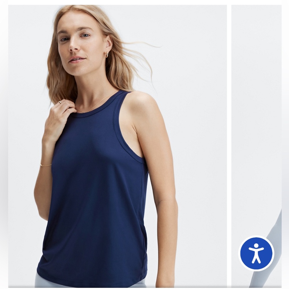 Beyond Yoga Balanced Muscle Tank Top Navy Blue Sleeveless Activewear Size Large